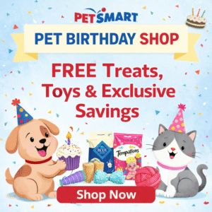 PetSmart Pet Birthday Shop with birthday treats and toys for dogs and cats