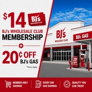 BJ's Wholesale Club Membership Deal for $14 with 20¢ Off Per Gallon at BJ's Gas