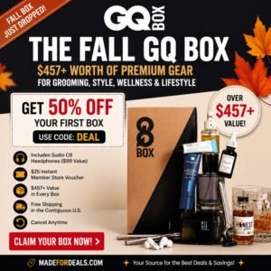 GQ Box Fall subscription deal with 50% off first box and $457+ in premium products