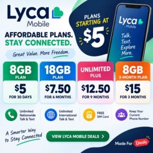 Lyca Mobile deals with 8GB, 18GB and unlimited data plans starting at $5