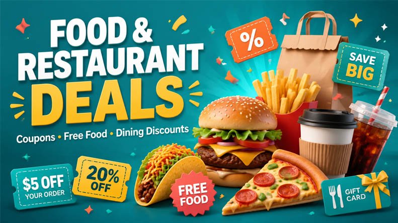 Food and restaurant deals, coupons, free food offers and dining discounts