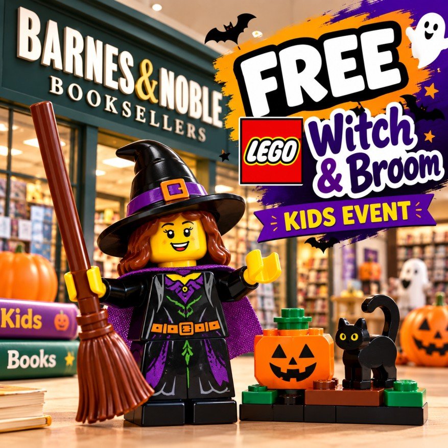 Free LEGO Witch and Broom Halloween build event at Barnes and Noble