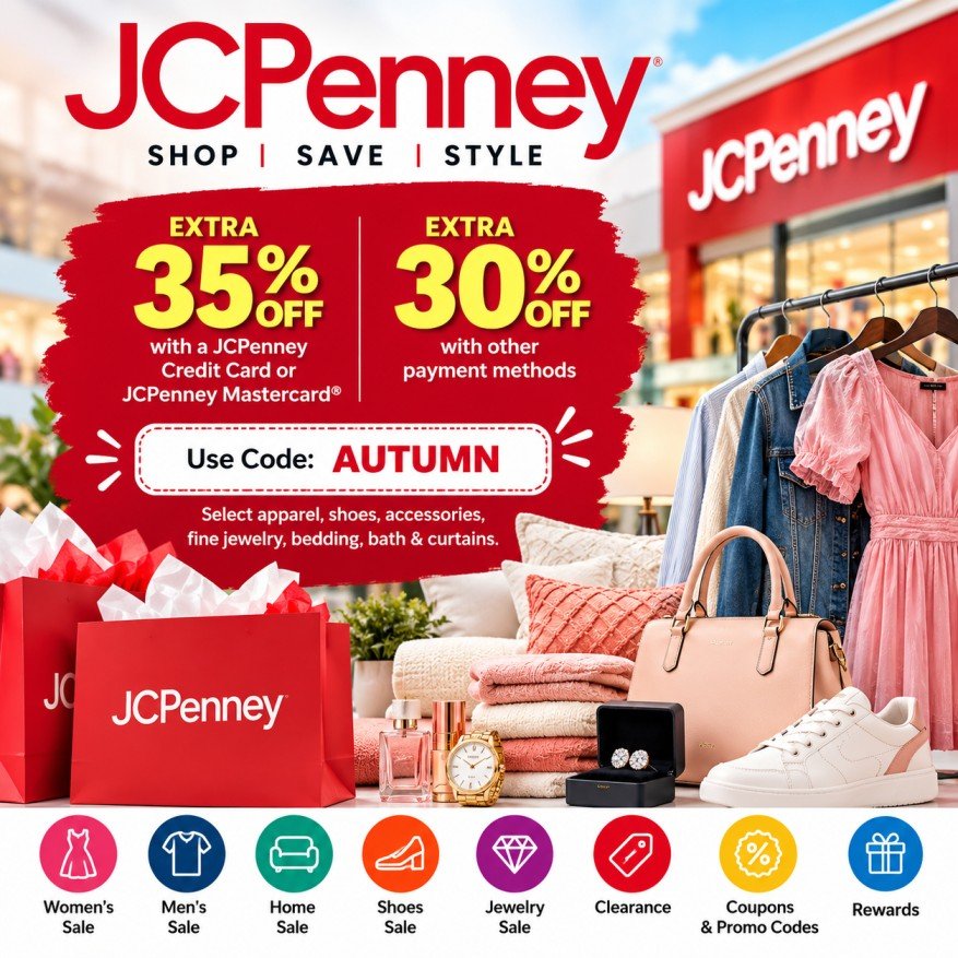 JCPenney AUTUMN coupon with extra 35% off using a JCPenney card or extra 30% off other payment methods