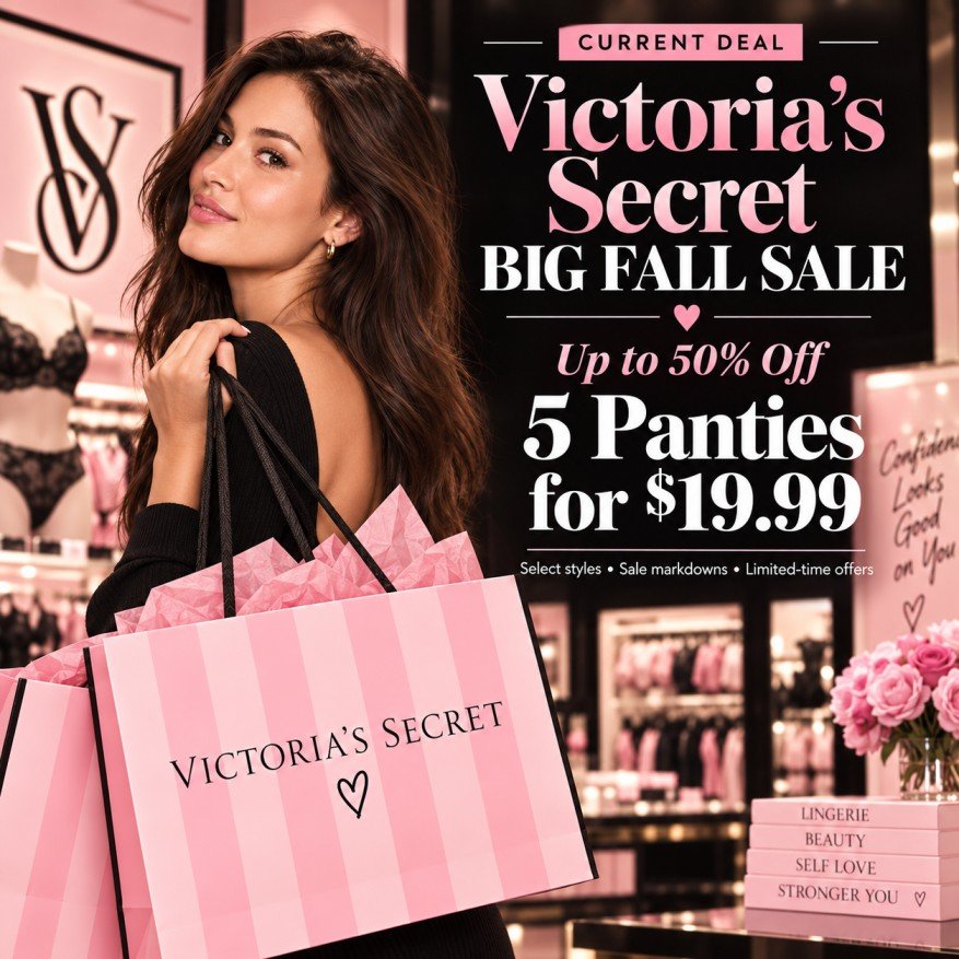 Victoria's Secret Big Fall Sale with sale markdowns and 5 for $19.99 panties