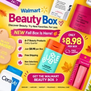 Walmart Beauty Box Fall 2026 with 6-7 beauty products for $8.98