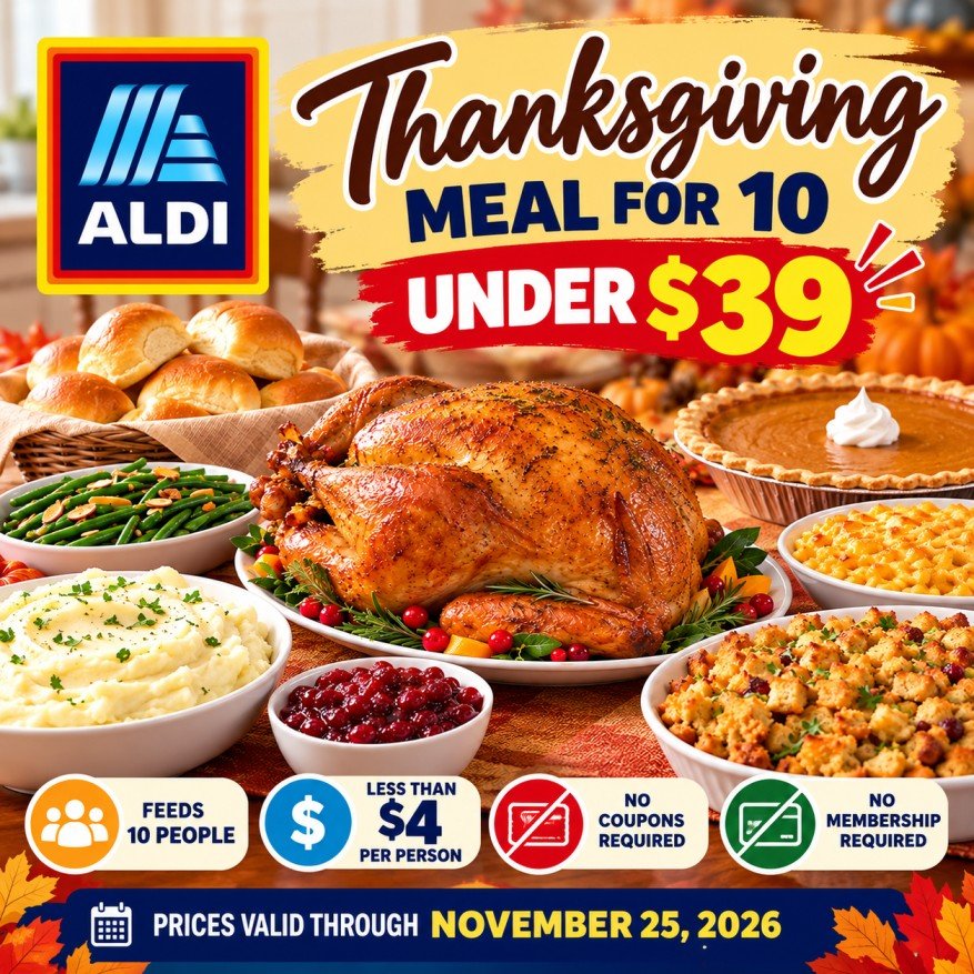 ALDI Thanksgiving Deals: Meal for 10 Under $39 ALDI Thanksgiving meal for 10 for under $39 in 2026