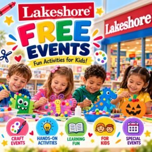Children's colorful craft supplies representing free Lakeshore Learning in-store kids events