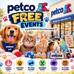 Pet dog with pet treats representing free Petco events, samples, and seasonal pet activities