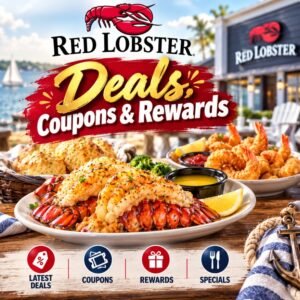 Red Lobster seafood meal representing restaurant deals, specials, and rewards
