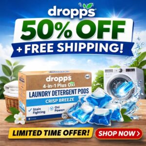 Dropps 4-in-1 Plus Oxi Biobased Power Laundry Detergent Pods Crisp Breeze 50% Off Subscription Deal