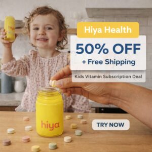 Hiya Health kids vitamin subscription 50% off first order free shipping deal