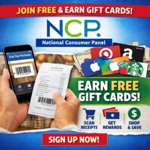 National Consumer Panel NCP free sign up earn gift cards by scanning purchases