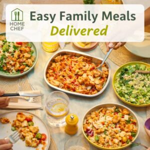 Home Chef family meal kit food delivery dishes on table