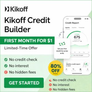 Kikoff Credit Builder first month $1 promo deal